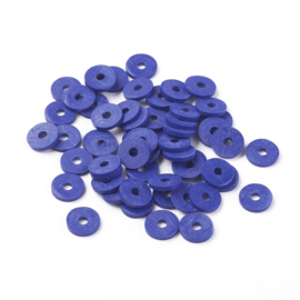 Fimo heishi disc-kralen  8 mm donker blauw, streng