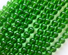Transparante glaskralen groen 9 mm, 1 streng