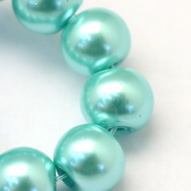 glasparel 8mm turquoise (kleurnr 65), 25 stuks