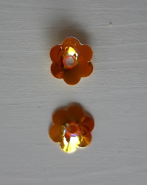 Bloem pailletten 10 mm in lichtoranje, 10 gram