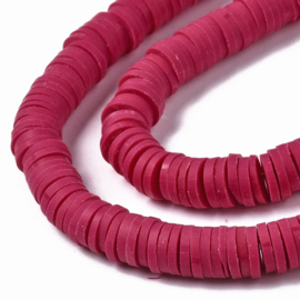 Fimo heishi disc-kralen  6 mm cerise, streng