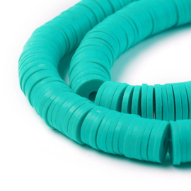 Fimo heishi disc-kralen  8 mm medium turquoise, streng