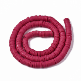 Fimo heishi disc-kralen  6 mm cerise, streng