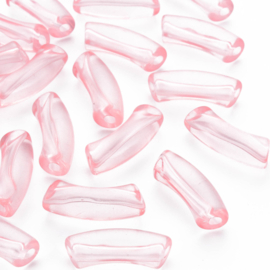 Acryl gebogen buiskraal / tube bead transparant licht roze
