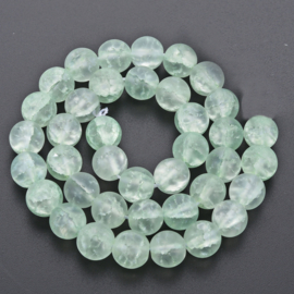 Glazen crackle kraal frosted lichtgroen, 10 mm, 10 stuks