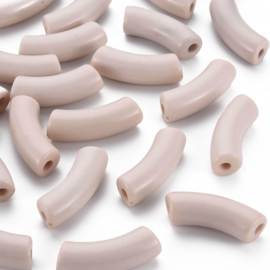 Acryl gebogen buiskraal / tube bead antiek wit