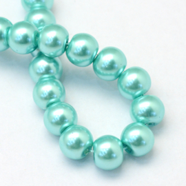 glasparel 8mm turquoise (kleurnr 65), 25 stuks