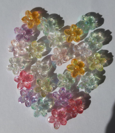 Kralenmix acryl bloemetjes pastel, 24 stuks