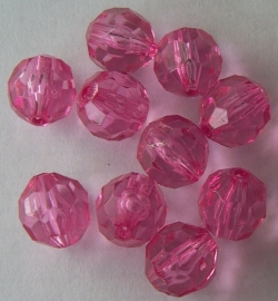 Acryl facetkraal roze, 10 stuks