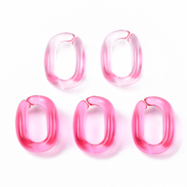 Transparante schakels ovaal 15,5x11x6 roze, 20 stuks
