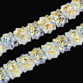 Glaskraal electroplate lotusbloem wit transparant, 10 stuks