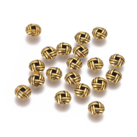 Spacer kraal geweven antiek goud, 15 stuks