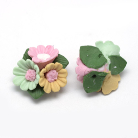 Porceleinen bloemkraal roze-geel-groen