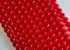 Transparante glaskralen rood 9 mm, 1 streng