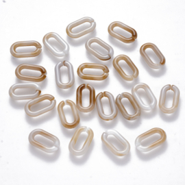 Acryl schakels ovaal 14x8,5x2,5 lichtbruin, 25 stuks
