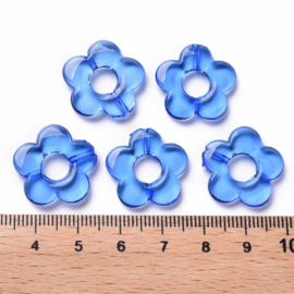 Acryl framekralen bloem blauw, 8 stuks