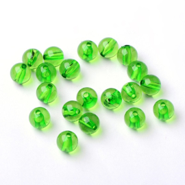 Transparante acryl kraal rond 8 mm groen, 25 stuks