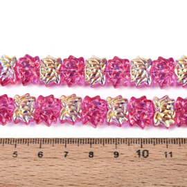 Glaskraal electroplate lotusbloem fuchsia, 10 stuks