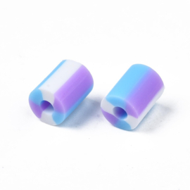 Fimokralen tonnetje wit-lila-blauw, 70 stuks