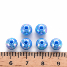 Acryl kraal met AB glans Deep Sky Blue, 25 stuks