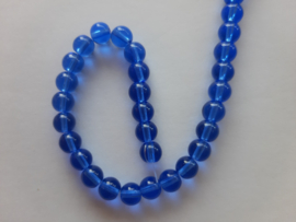 Transparante glaskralen blauw 7,5 mm, 1 streng