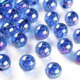 Acryl kraal AB transparant 12 mm royal blue, 10 stuks