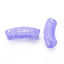 Acryl gebogen buiskraal / tube bead crackle lila
