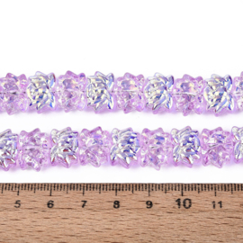 Glaskraal electroplate lotusbloem lila, 10 stuks