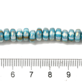 Streng fimokralen rondel met glitter, medium turquoise