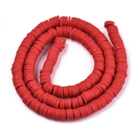 Fimo heishi disc-kralen  6 mm rood, streng