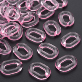 Schakels transparant 24x18x5 roze, 6 stuks