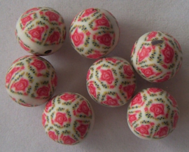 Armband met fimo- en glaskralen rood-wit