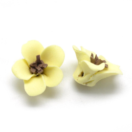 Porceleinen bloemkraal geel-bruin