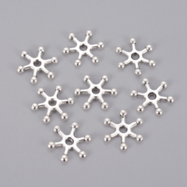 Spacer kraal sneeuwkristal antiek zilverkleur, 9 stuks