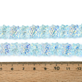 Glaskraal electroplate lotusbloem lichtblauw, 10 stuks