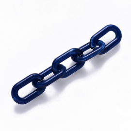 Acryl schakels ovaal 14x8,5x2,5 donkerblauw, 25 stuks