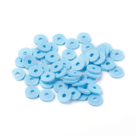 Fimo heishi disc-kralen  8 mm light sky blue, streng