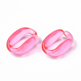 Transparante schakels ovaal 15,5x11x6 roze, 20 stuks