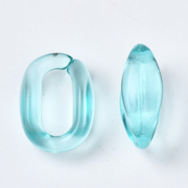 Transparante schakels ovaal 15,5x11x6 turquoise, 20 stuks