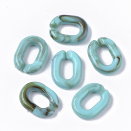 Schakels 19x14,5x4,5 turquoise-bruin, 10 stuks