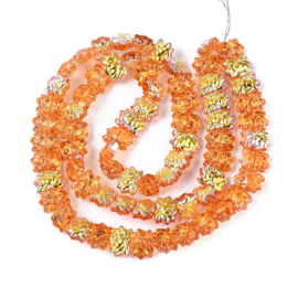 Glaskraal electroplate lotusbloem oranje, 10 stuks
