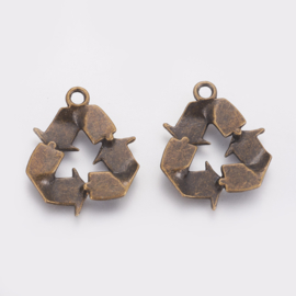 Hanger / bedel antiek brons recycle-teken