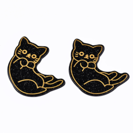 Resin hanger kitten in zwart-goud