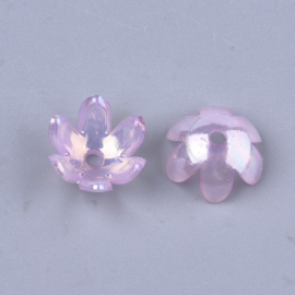 Acryl kralenkapjes bloemvorm, lichtviolet, 12 stuks