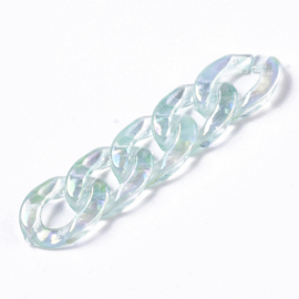 Schakels semi-transparant 17x12x3 pale turquoise, 25 stuks