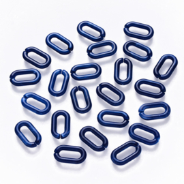 Acryl schakels ovaal 14x8,5x2,5 donkerblauw, 25 stuks