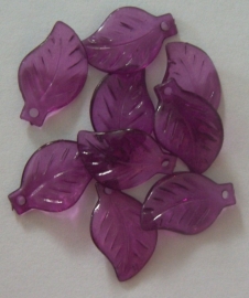 Acryl hanger blaadje transparant paars