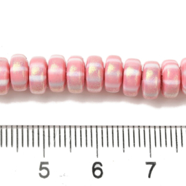 Streng fimokralen rondel met glitter, pink