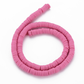 Fimo heishi disc-kralen  6 mm roze, streng