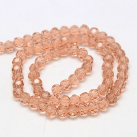 glazen ronde facetkraal 6mm light salmon, 15 stuks